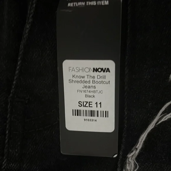 Fashion Nova Black Shredded Bootcut Jeans - Picture 4 of 7
